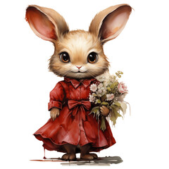 Obraz na płótnie Canvas Cute little rabbit, watercolor pastel, Png file, transparent background.