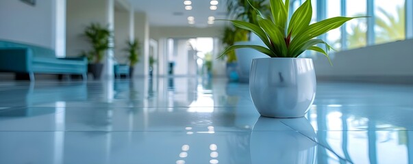 Spotless environments achieved with expert maintenance and ecofriendly cleaning techniques. Concept Ecofriendly Cleaning, Professional Maintenance, Spotless Environments, Expert Techniques