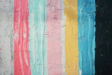 Vibrant vertical stipes of paint on a wall. Backdrop with colorful streaks of paint in retro vintage style.	
