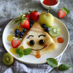 Crêpes en forme de visage pour enfants