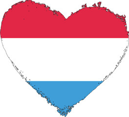 Luxembourg flag in heart shape.