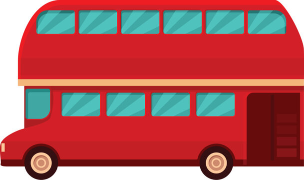 English bus icon cartoon vector. British red traffic. Double decker transport