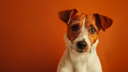 jack russell terrier on orange  brown background