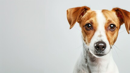 jack russell terrier on light white background - obrazy, fototapety, plakaty