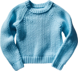 blue knitted sweater shirt isolated on white or transparent background,transparency 
