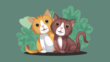 vector cat illustration flat design