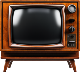 vintage old TV or television isolated on white or transparent background,transparency 