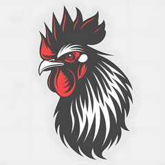 A minimalist, logo featuring a sleek and stylized cockerel head against a white background awesome, professional, vector logo, simple, black and white
