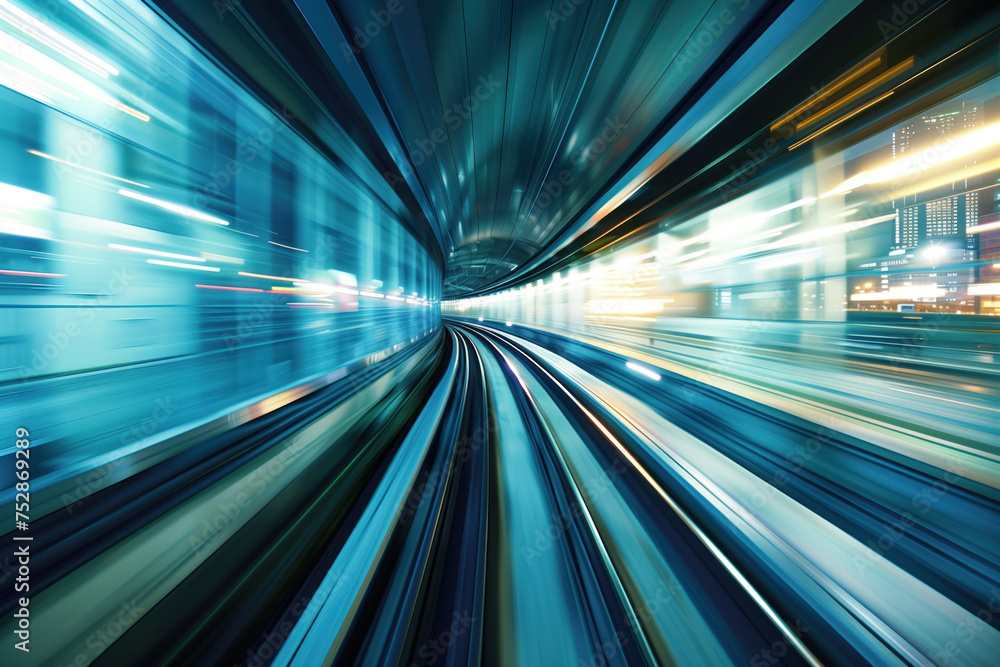 Poster moving with high speed in a tunnel. engineering industry. motion blur. created with generative ai te