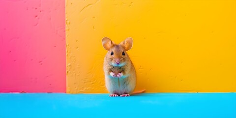 Vibrant pop art painting featuring a quirky mouse in bold colors. Concept Pop Art, Vibrant Colors,...