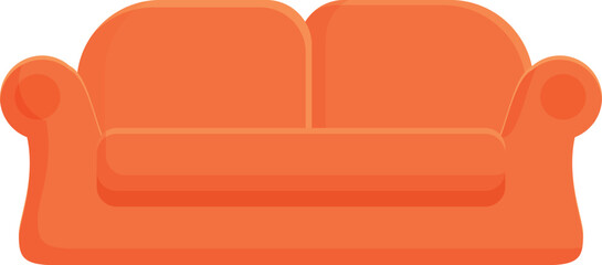 Modern orange sofa icon cartoon vector. Online discount shop. Furniture store
