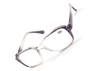 Glasses for women. fashionable for sight. from glass. beautiful shape. on an isolated white background.	