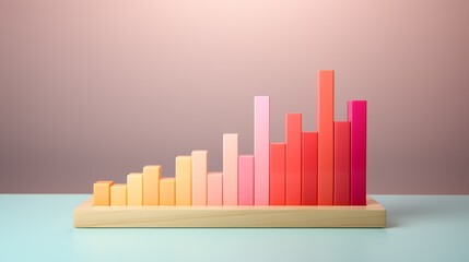 Minimalist 3D bar graph on a solid background, conveying business growth concept
