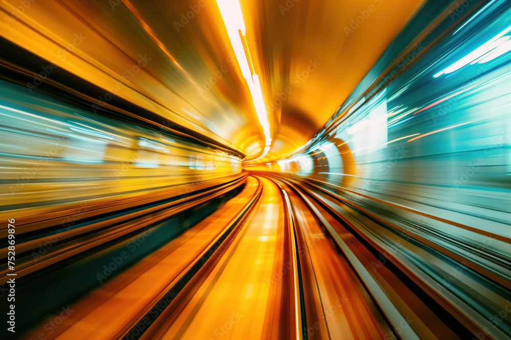 Poster moving with high speed in a tunnel. engineering industry. motion blur. created with generative ai te
