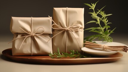 Recyclable paper and bamboo packaging, zero waste theme