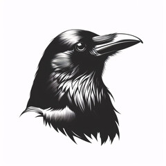 crow head against minimalist logo on white background awesome, professional, vector logo, simple, black and white
