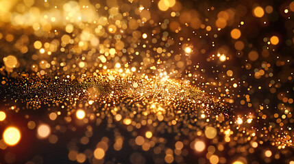 Golden Bokeh Lights, Abstract Background of Magical Glitter, Celebration and Festive Mood Setting