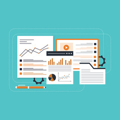 oncept for Digital marketing agency, digital media campaign flat vector illustration