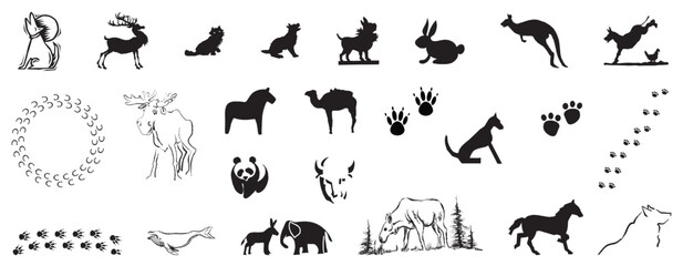 ANIMALS ICONS mix farm pets wild jungle etc miscellaneous animals creative clipart and cartoons etc - compendium vector illustrations editable best art design for multipurpose use in high definition f - obrazy, fototapety, plakaty