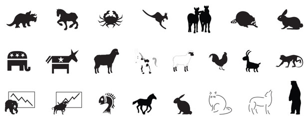 ANIMALS ICONS mix farm pets wild jungle etc miscellaneous animals creative clipart and cartoons etc - compendium vector illustrations editable best art design for multipurpose use in high definition f