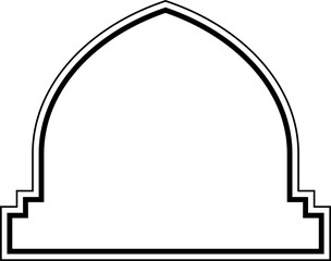 Fototapeta na wymiar Islamic Dome Design double lines Outline Linear Black Stroke silhouettes Design pictogram symbol visual illustration