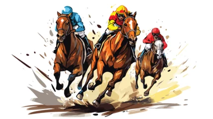 Fotobehang Horse race freehand draw cartoon vector illustration © Quintessa