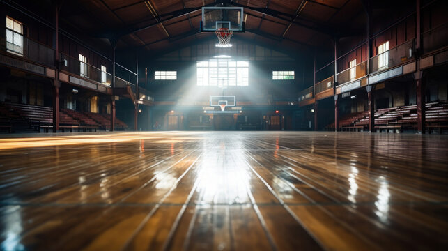 Empty of Arena basketball court, Professional basketball court.