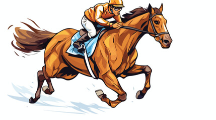 Horse race freehand draw cartoon vector illustration