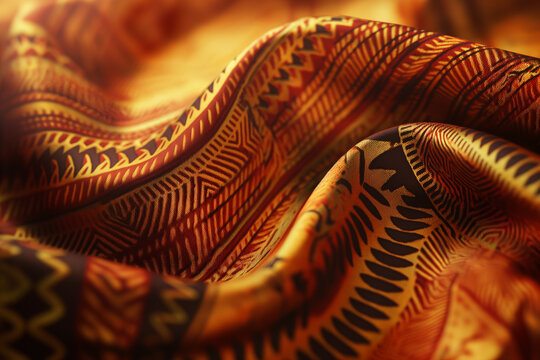 3d render colorful ethnic African pattern ornament textile. Hyperrealistic and very detailed concept.