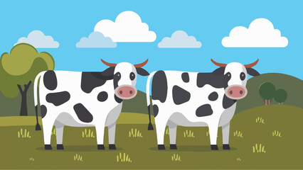 vector cows illustration flat design 