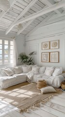 mock up poster frame in modern interior background, living room, Scandinavian style