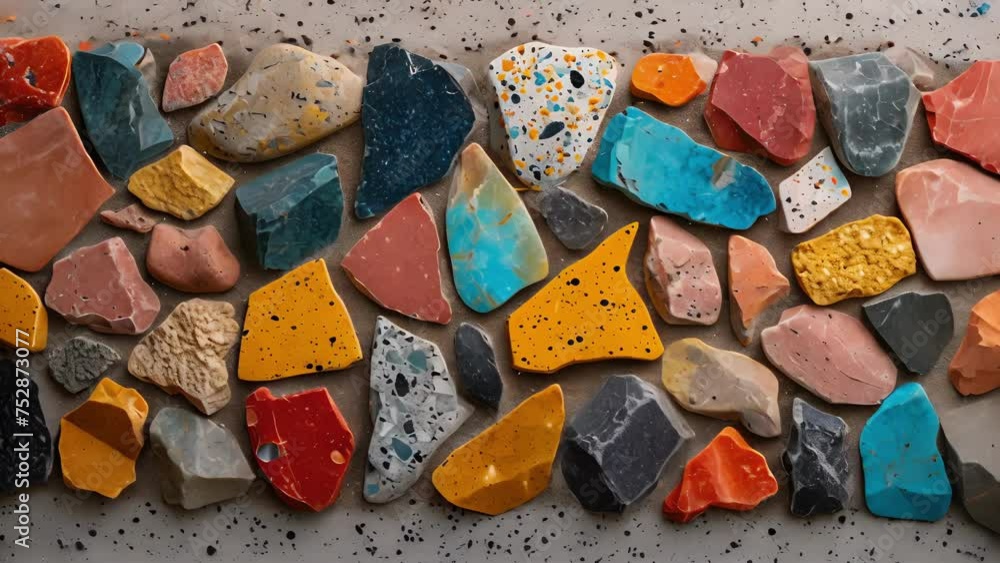 Aufkleber a macro view of a terrazzo countertop showcasing its speckled surface made up of colorful chips of m