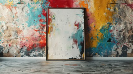Abstract Art Studio with Blank Canvas Mockup