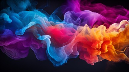 Obraz premium Rainbow-colored smoke against a dark background, ephemeral and vibrant
