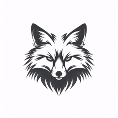 A minimalist, logo featuring a sleek and stylized fox head against a white background awesome, professional, vector logo, simple, black and white