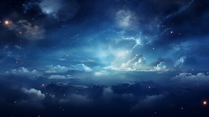 Starry night sky over a tranquil desert, mystery, with copy space - obrazy, fototapety, plakaty