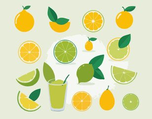 Limequat set. Collection Limequat icons