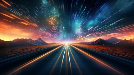 Visual metaphor of high-speed internet as a digital highway, conveying rapid data transfer - obrazy, fototapety, plakaty