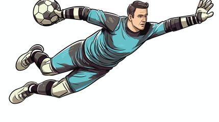Illustration a goalkeeper moving to defend  - obrazy, fototapety, plakaty