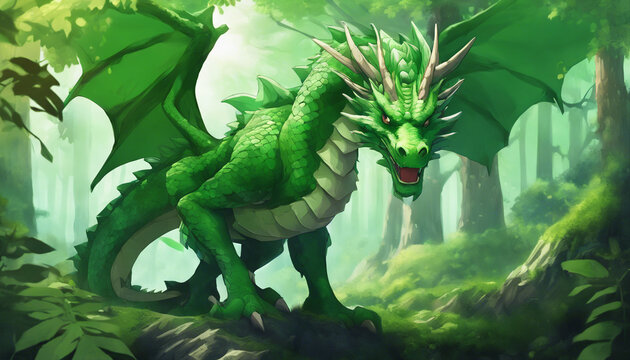 green dragon in the forest