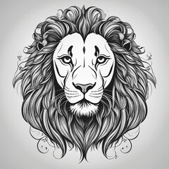 Logo illusion animal "Lion" black and white line art graphic design 