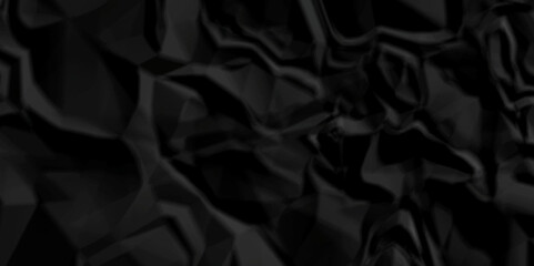 Black fabric background dark black wave paper crumpled texture. Black fabric textured crumpled. black paper background. panorama black wrinkly paper texture background, crumpled pattern texture.