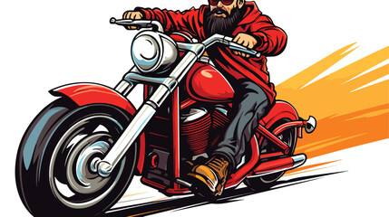 Illustration of a motorcycle man freehand draw cartoon