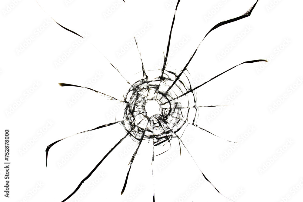 Aufkleber cracks on broken glass. broken window texture for design