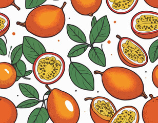 Bright vector illustration of fresh passion fruit isolated on white