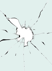 Broken glass design with hole and cracks texture