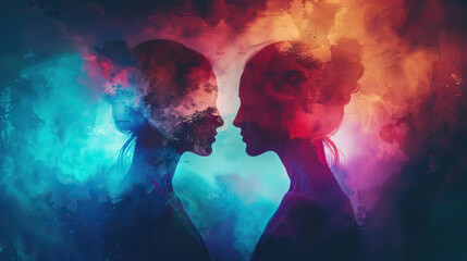 Fototapeta premium Romantic Relationship Insights: Analysis of intimacy building, communication in relationships, and conflict management strategies. Relationship analysis concept.