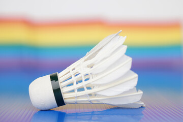 Badminton shuttlecock, sport equipments. Concept, sport, exercise, recreation activity for good health. Popular sport for all genders and LGBTQ+ worldwide. 