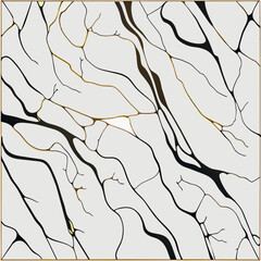 marble texture with foil, vector illustration line art