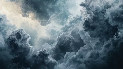 Fotobehang Clouds background. Rain, night, damp, skies, grey, thunderstorm, sky, clouds, sun, thunder, hail, lightning, bad weather, downpour, cloudy, weather forecast. Generated by AI © Татьяна Лобачова